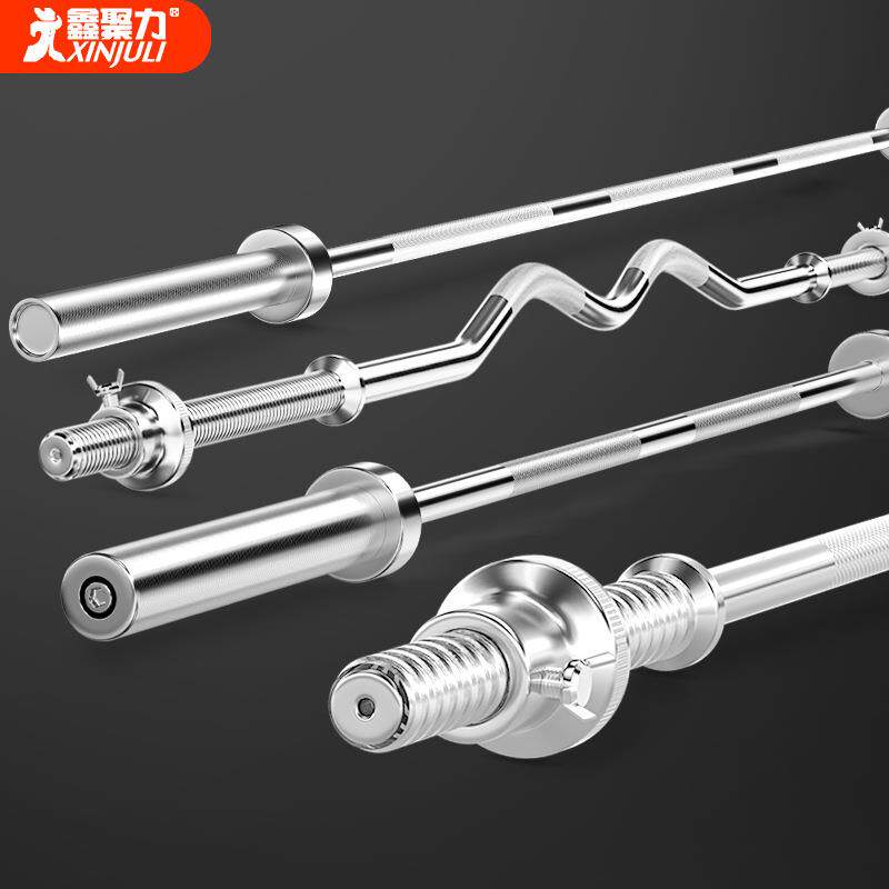 杠铃奥杆家用举重1.2/1.5/2.2m直曲大小孔哑铃健身男女卧推深蹲杆