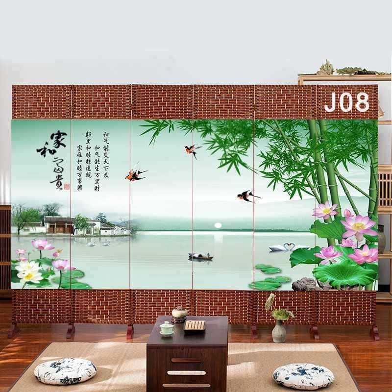 中式藤编屏风隔断客厅可折叠移动卧室遮挡帘家用玄关平风简约直销