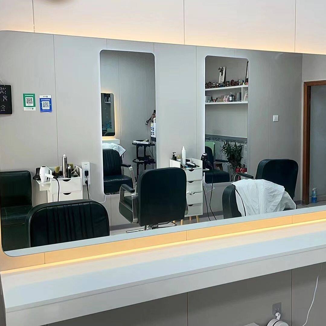 木制美发店镜台专用理发店烫染区吊柜一体理发店长条工作台木质款