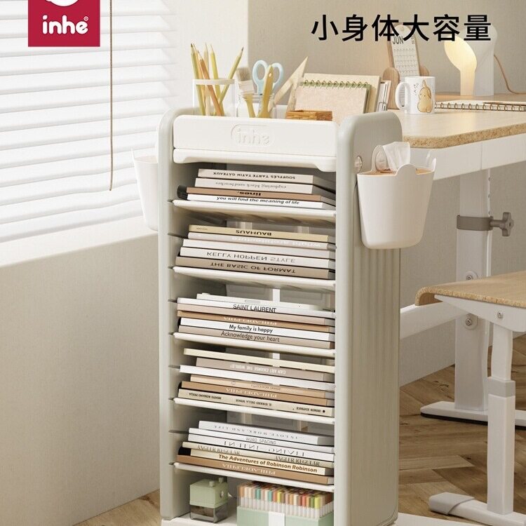 儿童书架稳固落地置物架可移动书本收纳架简易书房收纳储物J*