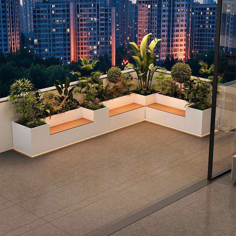 户外阳台露台不锈钢镀锌板花箱坐凳太阳能发光休闲座椅长方形花箱,收纳整理,烫衣板及配件,淘宝优惠券,粉丝福利购,淘宝优惠卷