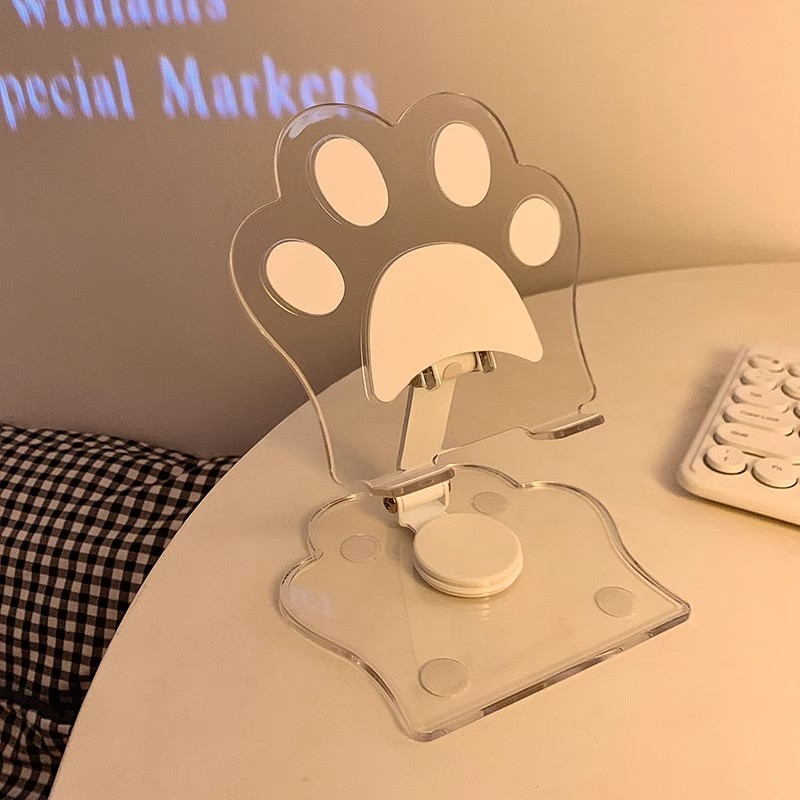 猫爪亚克力360旋转手机支架桌面ipad支架多功能通用平板支撑架