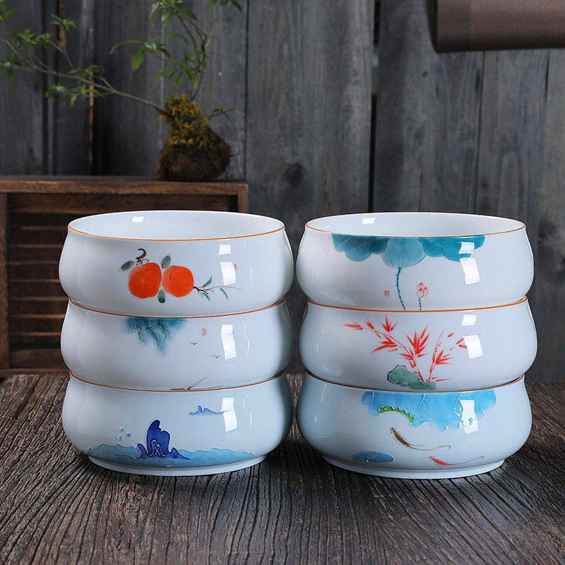 纯手工彩绘堆料陶瓷茶洗茶杯碗笔洗带盖铜钱草水仙花水培盆,餐饮具,茶道/零配,淘宝优惠券,粉丝福利购,淘宝优惠卷