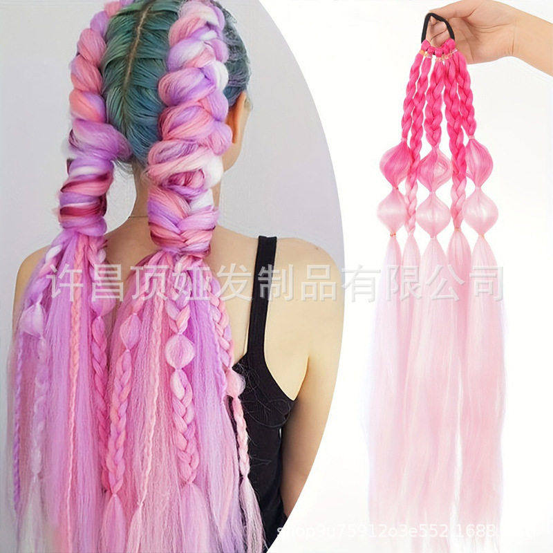 假发马尾女彩色渐变灯笼泡泡麻花辫网红辣妹仿真绑带双马尾假发辫,美发护发/假发,马尾,淘宝优惠券,粉丝福利购,淘宝优惠卷