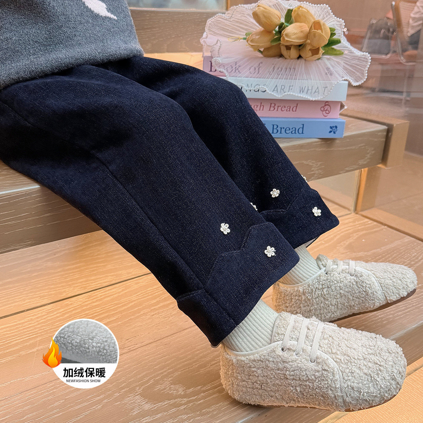 Annakids韩国潮牌童装女孩加厚一体绒直筒裤子冬季新款小宝儿牛仔,童装/婴儿装/亲子装,裤子,淘宝优惠券,粉丝福利购,淘宝优惠卷