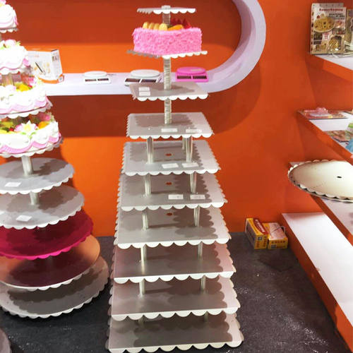 千团精工 铝合金 4柱方形蛋糕架10层 6寸-24寸婚庆架1mm厚