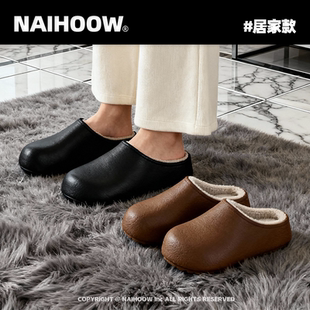 防水棉拖鞋女秋冬季新款情侣居家外穿厚底防滑eva加绒保暖勃肯男