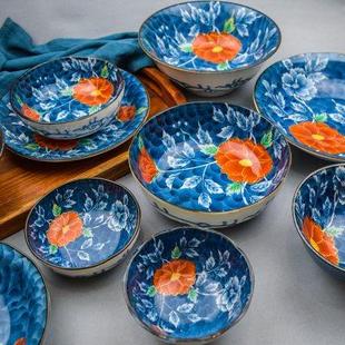 日本碗陶瓷碗厚饭碗加厚防烫家用高脚拉面碗6英寸汤碗喝汤用小号
