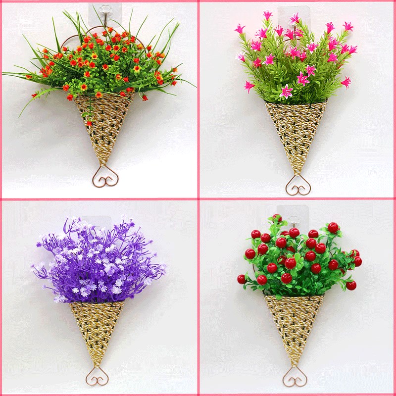 室内外墙壁装饰塑料花壁挂篮假花客厅卧室墙上装饰品挂件摆设花艺