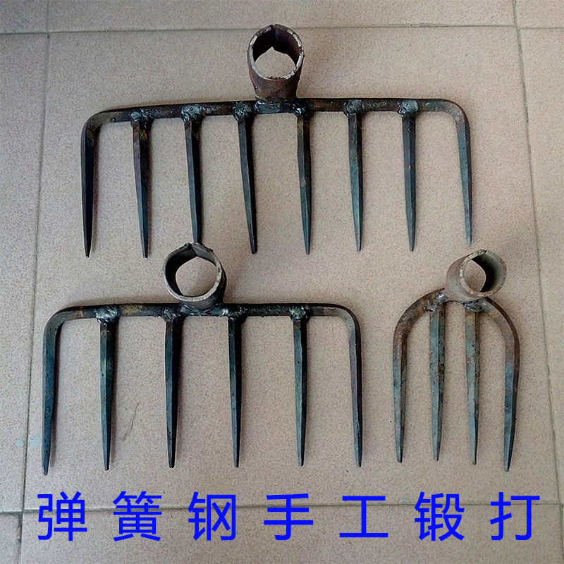 铁耙子手工锻打钢爪农用工具松土扒翻土泥耙落叶枯草钉耙钩四六齿