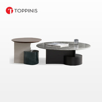 Toppinis北欧大理石茶几圆形小户型客厅现代简约大小高低茶几组合