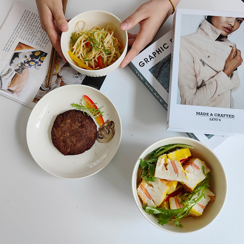 精选唯物生活碗碟套装家用2023新款餐具套装陶瓷碗盘碗筷简约白色,餐饮具,碗,淘宝优惠券,粉丝福利购,淘宝优惠卷