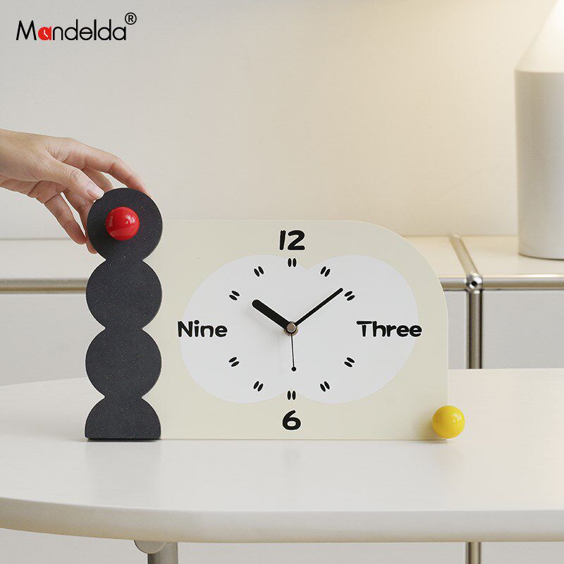 精选Mandelda入户玄关时钟装饰摆件客厅桌面电视柜钟表摆放式家居
