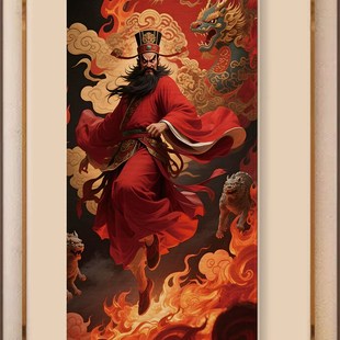 精选中式竹编挂画钟馗镇宅弥勒招财画像客厅玄关办公室茶室背景装