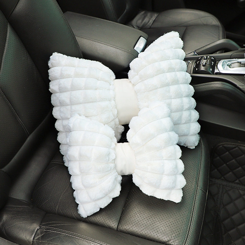 汽车头枕护颈枕靠枕车载座椅腰靠车内装饰用品车用粉色蝴蝶结枕头