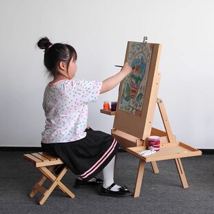 精选儿童画架可折叠可收纳便携式实木折叠画架儿童画架可折叠可收