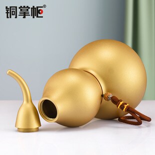 精选铜葫芦摆件空心开口金葫芦挂件黄铜葫芦工艺品大号家居办公室