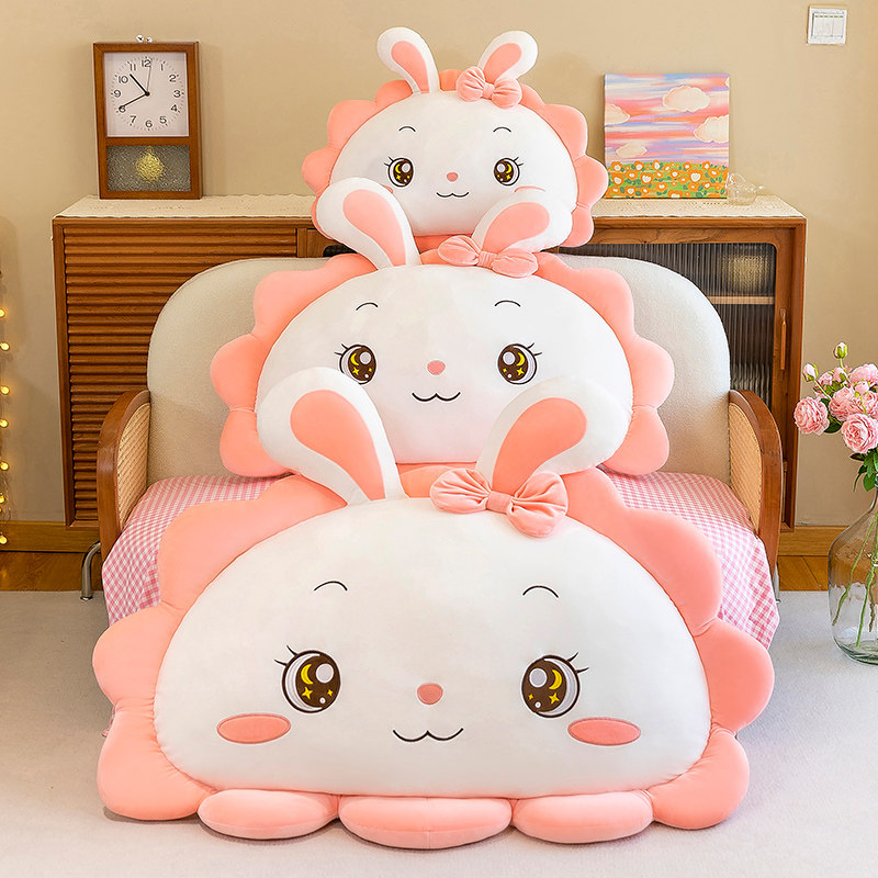 床头大靠垫软包白色兔子抱枕女生睡觉靠背超软1.2米ins风枕头卧室