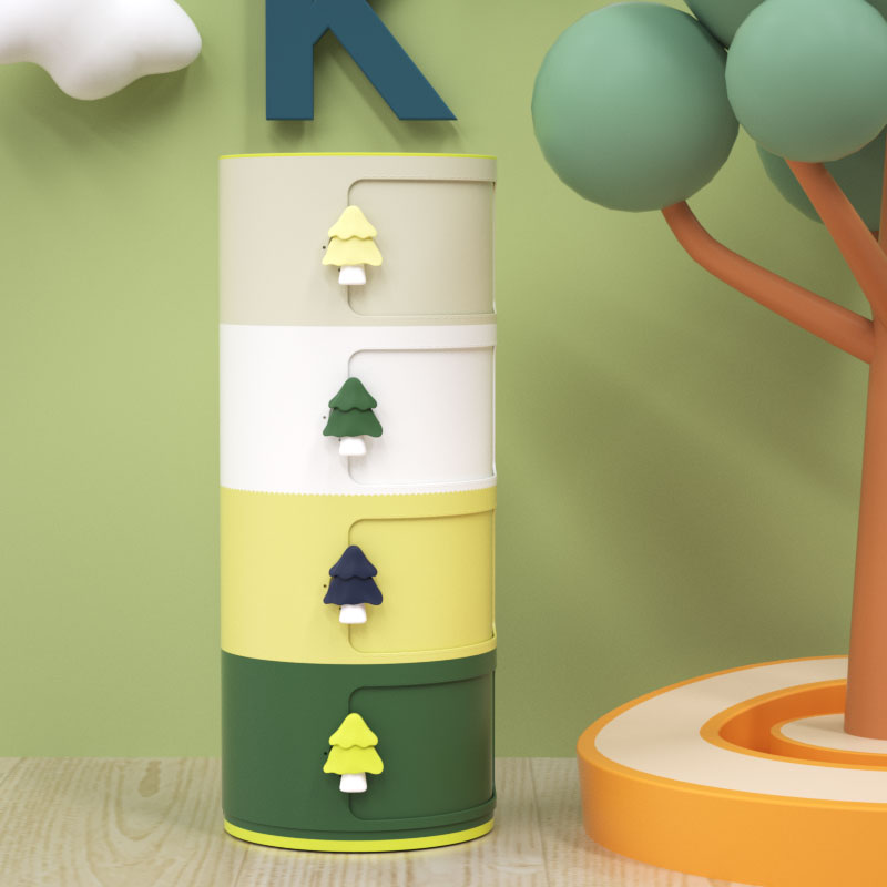 绣川彩色森林收纳圆柜儿童储物柜卫生间客厅圆形整理柜卧室床头柜