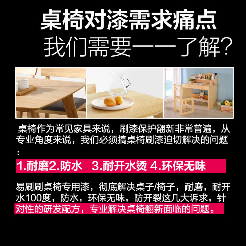 旧桌子椅子翻新漆 家具翻新漆改色漆油漆木器漆 木质实木白漆刷木