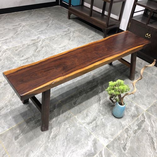 黑檀条凳黑檀自然边黑檀长条凳树皮长板凳皮灰奥坎实木长凳换鞋凳