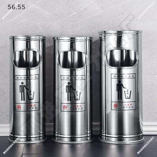 不锈钢垃圾桶大号酒店立式烟灰缸卫生桶大堂大厅宾馆带盖公用商场