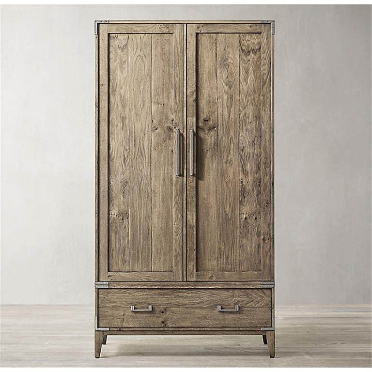 美式乡村实木复古衣柜双开门橡木带抽屉大户型别墅样板房民宿家具