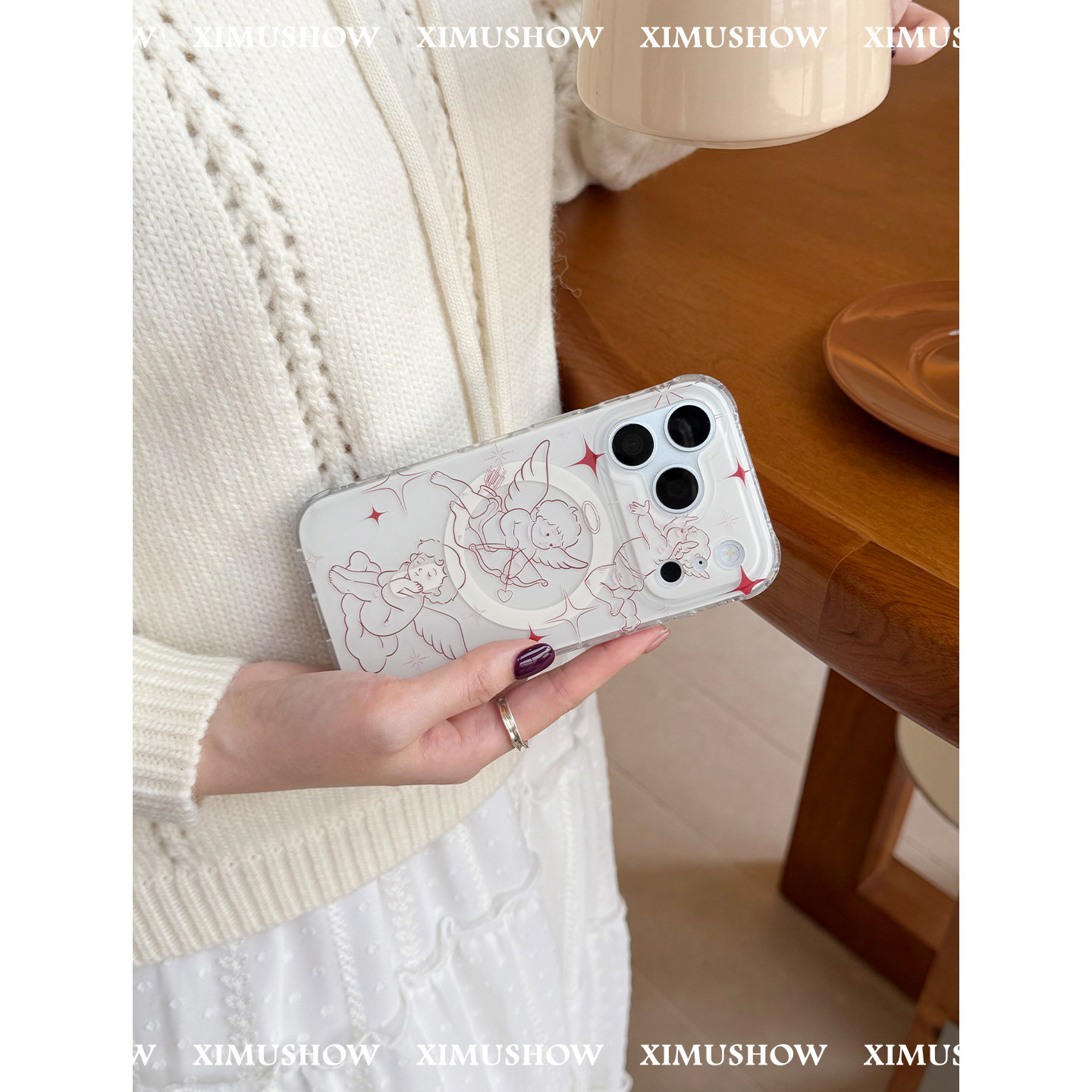 XIMUSHOW希木秀·小天使苹果磁吸手机壳iphone17promax原创时尚复古简约ins风16promax手机壳15promax