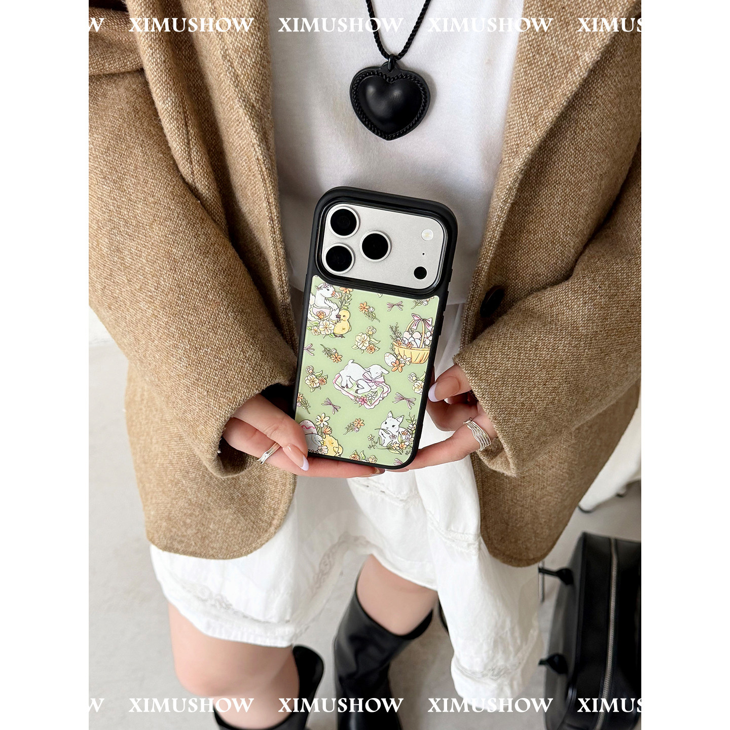 XIMUSHOW希木秀·春之处浮雕苹果手机壳iphone17promax原创ins时尚动物清新16promax手机壳15promax