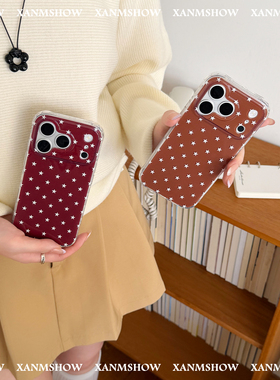 XANMSHOW希木秀·红色星星/棕色星星苹果手机壳iphone17promax原创时尚ins简约16promax手机壳15promax