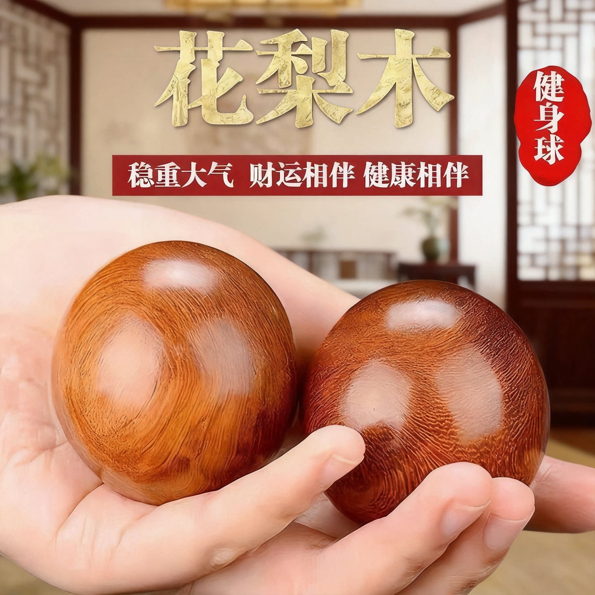 花梨木实木健身按摩球