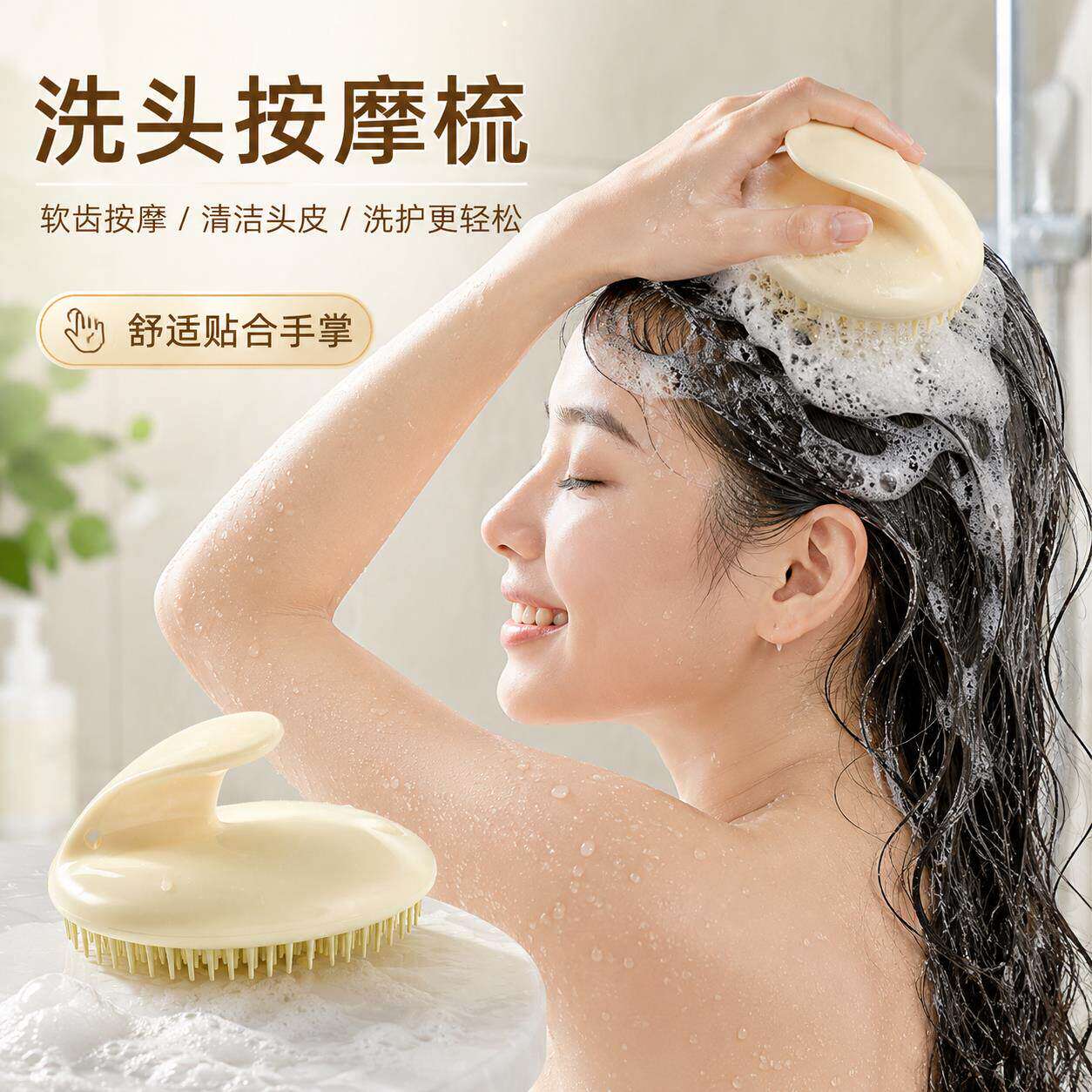 洗头刷子洗发按摩梳软刷头加厚