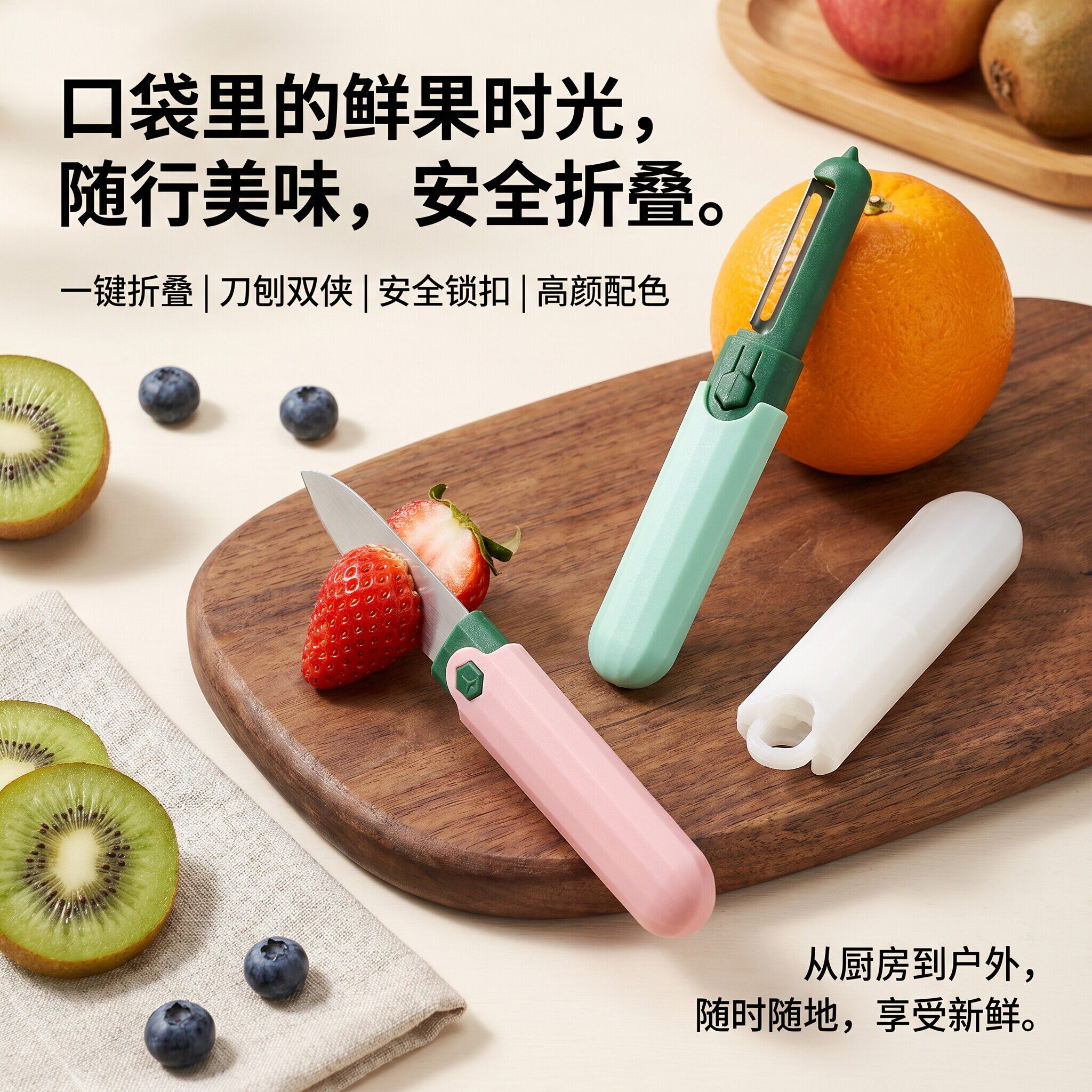 可折叠双头水果刀削皮器迷你便携多功能二合一厨房小刀宿舍可两用
