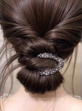 高马尾固定神器半扎丸子头发夹发卡女水钻v型小抓夹马尾夹子头饰