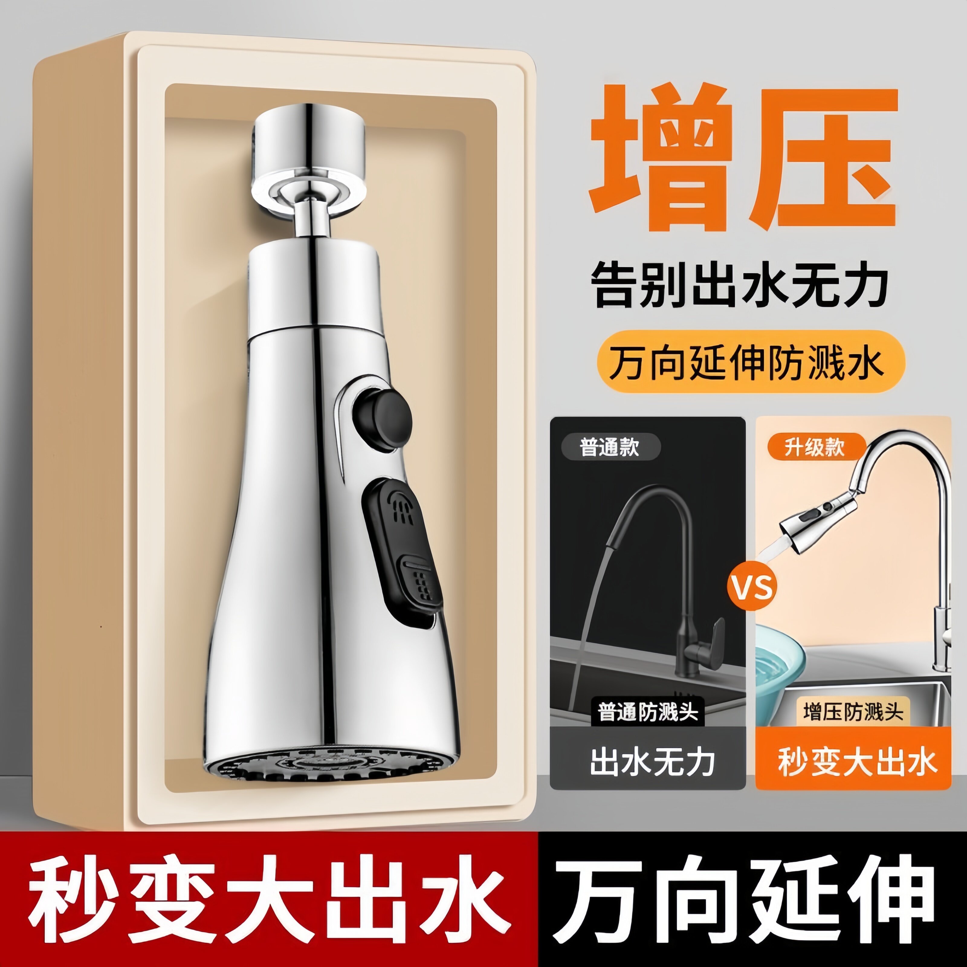 旗舰款通用增压过滤器防溅头厨房