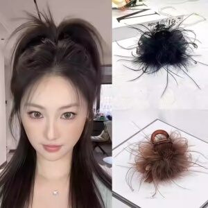 不塌高马尾固定神器羽毛抓夹女高