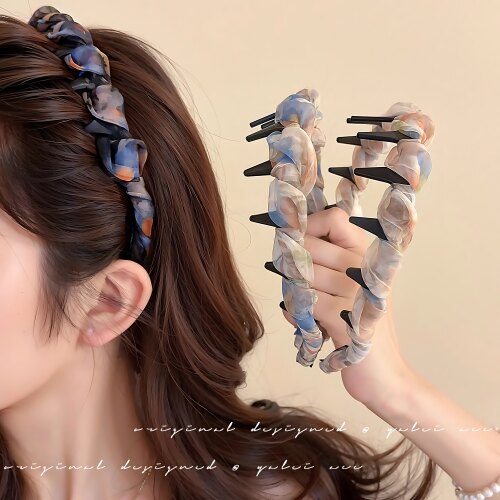 网纱渐变齿梳发箍高颅顶蓬松