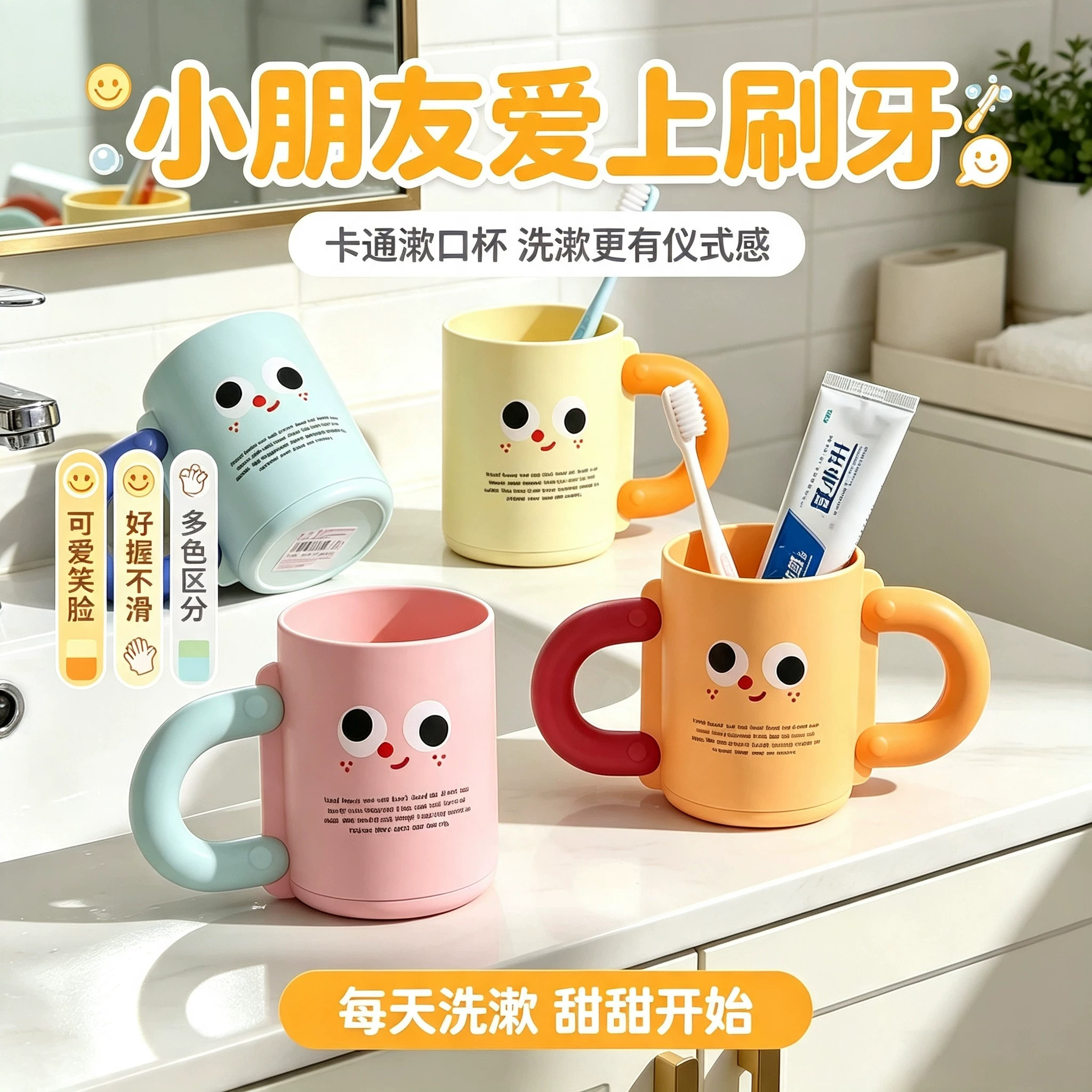 刷牙杯儿童情侣创意可爱卡通杯子