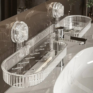 吸盘洗漱台置物架免打孔水龙头置物架厕所洗手池镜前收纳架子壁挂