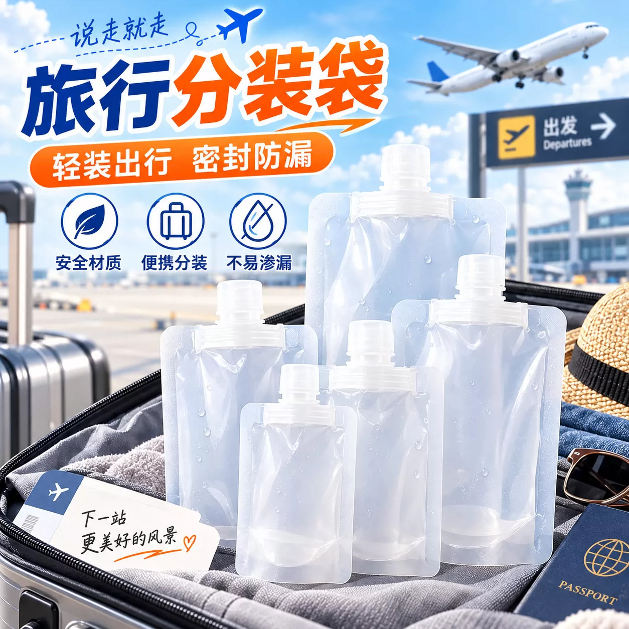 旅行便携洗漱化妆分装瓶袋套装