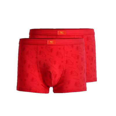 七匹狼男士内裤平角裤纯棉四角裤本命年大红色男生鸿运结婚短裤头