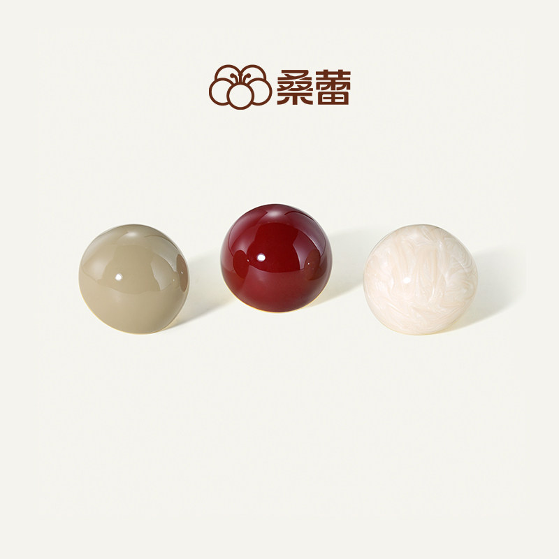 桑蕾半圆BOBO球冷珐琅耳钉图片