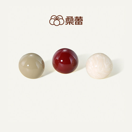 桑蕾半圆BOBO球冷珐琅耳钉