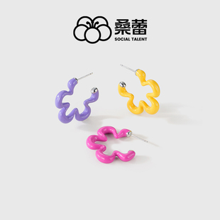爆款 桑蕾卷卷花耳钉女925银针时尚 潮流原创设计2026年春新款