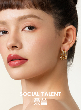 Social Talent桑蕾多元系列汇聚圆球芝士分子耳钉925银针金色新款