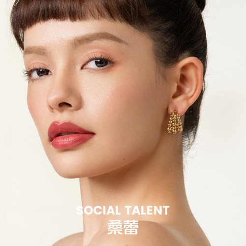 桑蕾圆球设计铜镀金耳钉