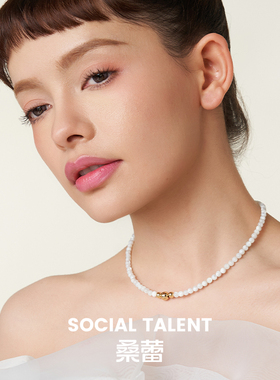 Social Talent桑蕾白昼珍珠贝母金色三珠串珠项链简约春夏新款