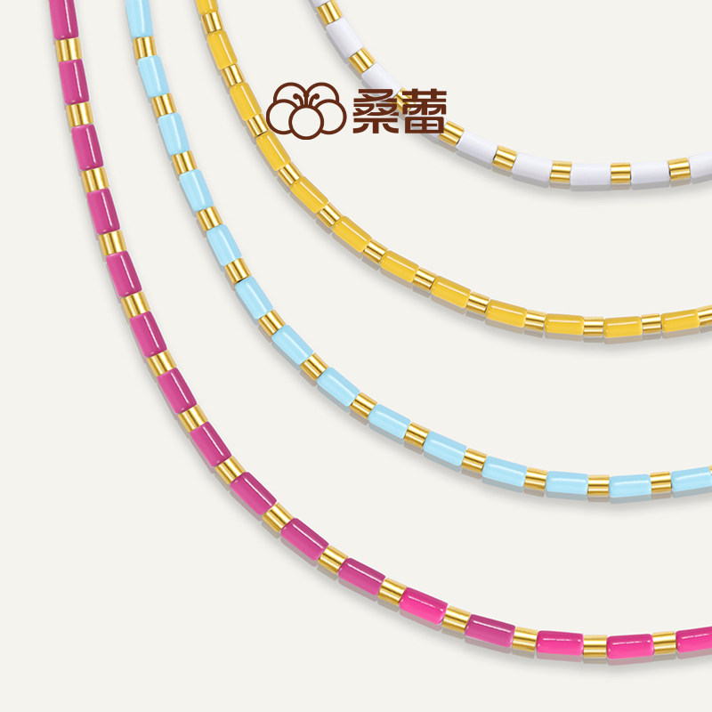 桑蕾细管珠项链时尚原创设计艺术高光釉彩2026年新款图片