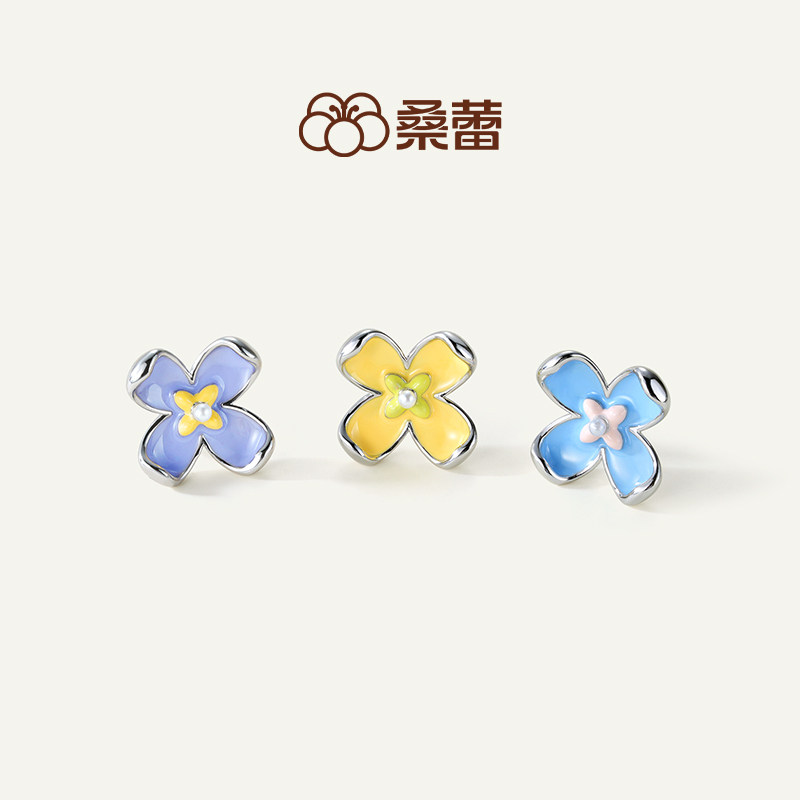 桑蕾奶油花耳钉女925银针时尚潮流原创设计2026年春新款爆款图片