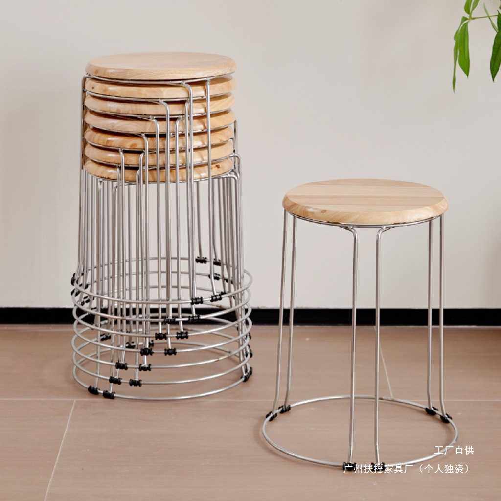 实木圆凳不锈钢凳子可叠放套凳铁艺椅子板凳加厚家用餐桌凳塑料凳,住宅家具,矮凳,淘宝优惠券,粉丝福利购,淘宝优惠卷